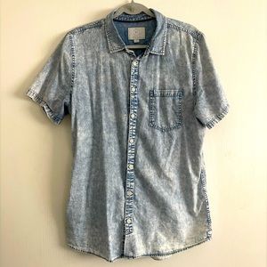 Denim Short Sleeve Button Up